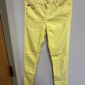 AG Adriano Goldschmied Prima Mid-rise Cigarette Jeans in Yellow Size 28